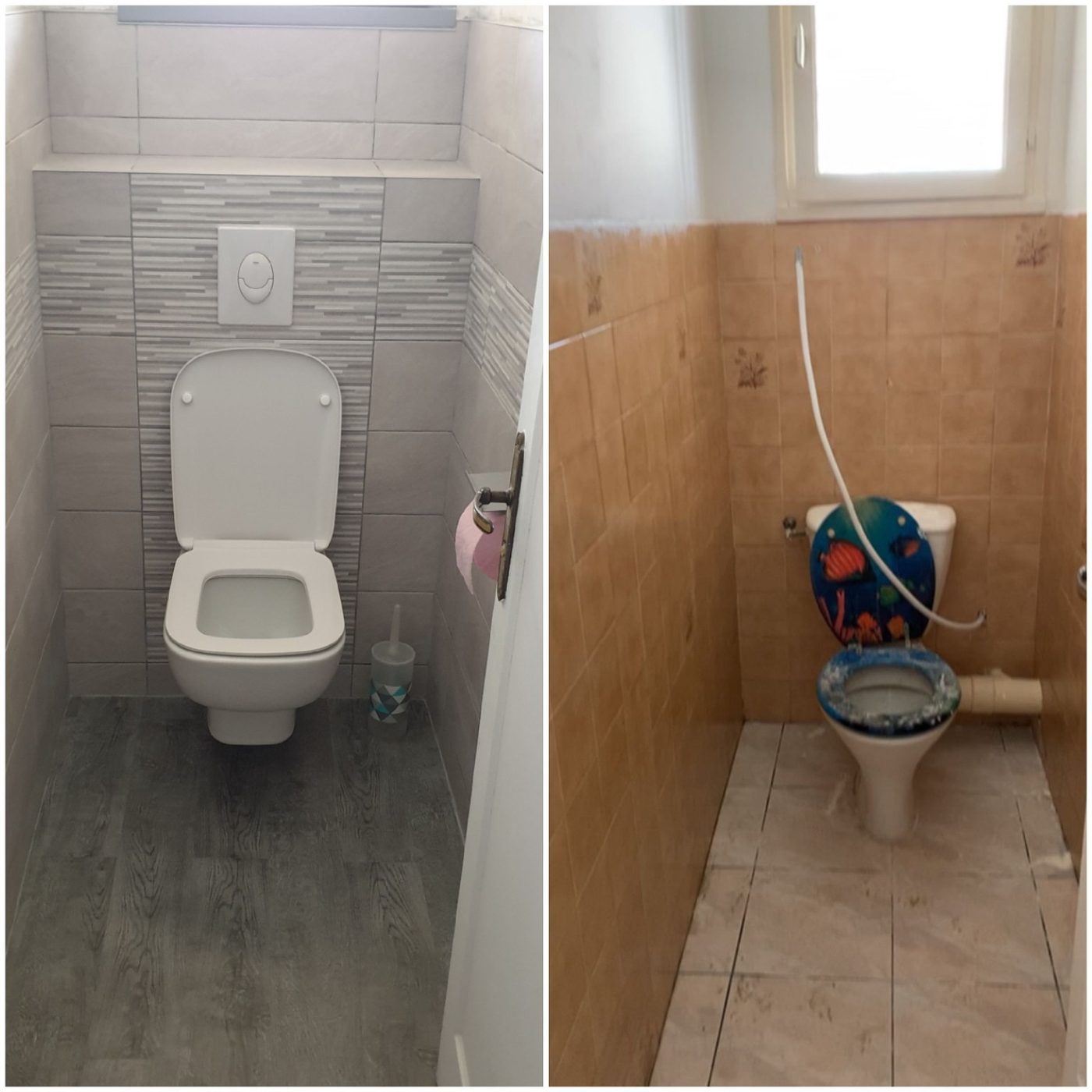 WC avant après rénovation plomberie